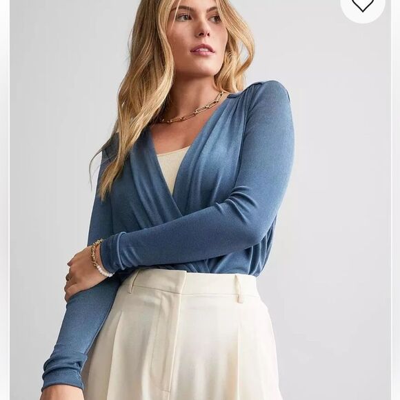 Intimately Free People Turnt Bodysuit Women’s SIZE MED V-Neck Blue Metal FP - Picture 1 of 14